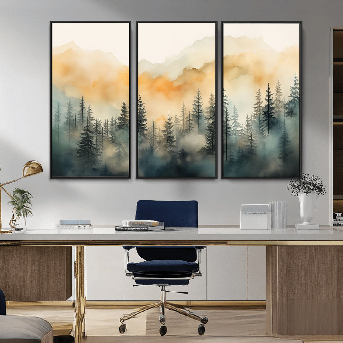 Abstract Forest Print - Mountain Wall Art | Autumn Landscape