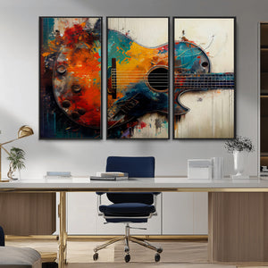 Abstract Guitar Wall Art Canvas | Vibrant Music-Inspired Art