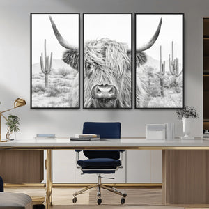 Rustic Charm | Cow Longhorn Black White Bighorn Wall Art