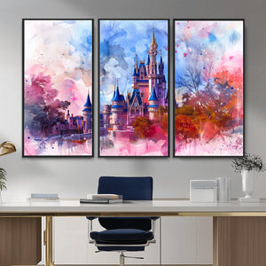 Disney Wall Art: Dreamy Watercolor Cinderella Castle Canvas