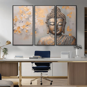 Abstract Buddha Statue Wall Art Canvas Print - Modern