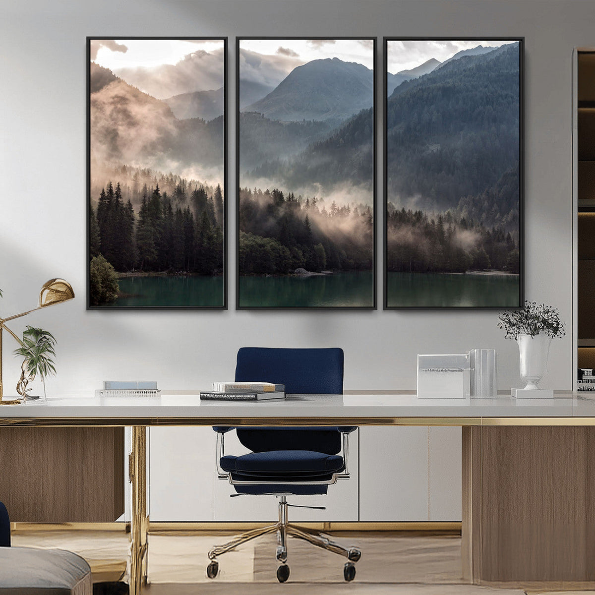 Foggy Mountain Canvas Print Forest Wall Art