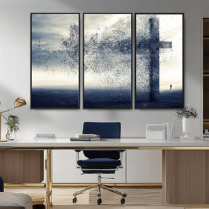 Jesus and the Fading Cross Wall Art Print – Symbol of Faith,