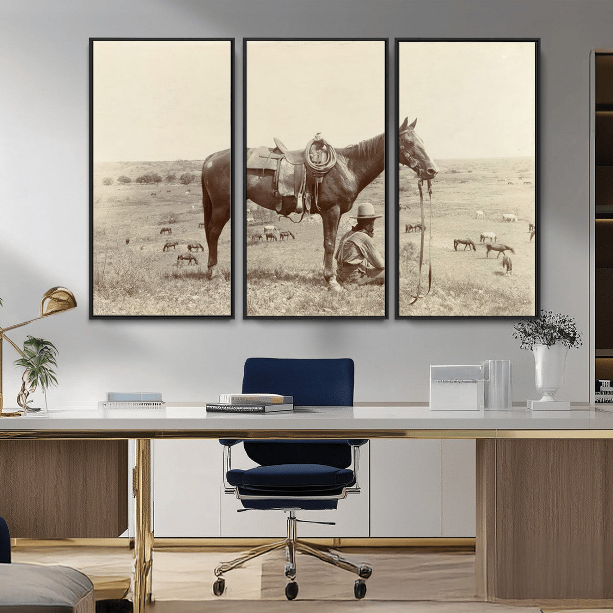 Cowboy Wall Art - Western Horse Canvas Print - Vintage