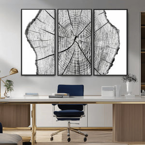 Rustic Tree Ring Wall Art Canvas Print – Framed and Ready to