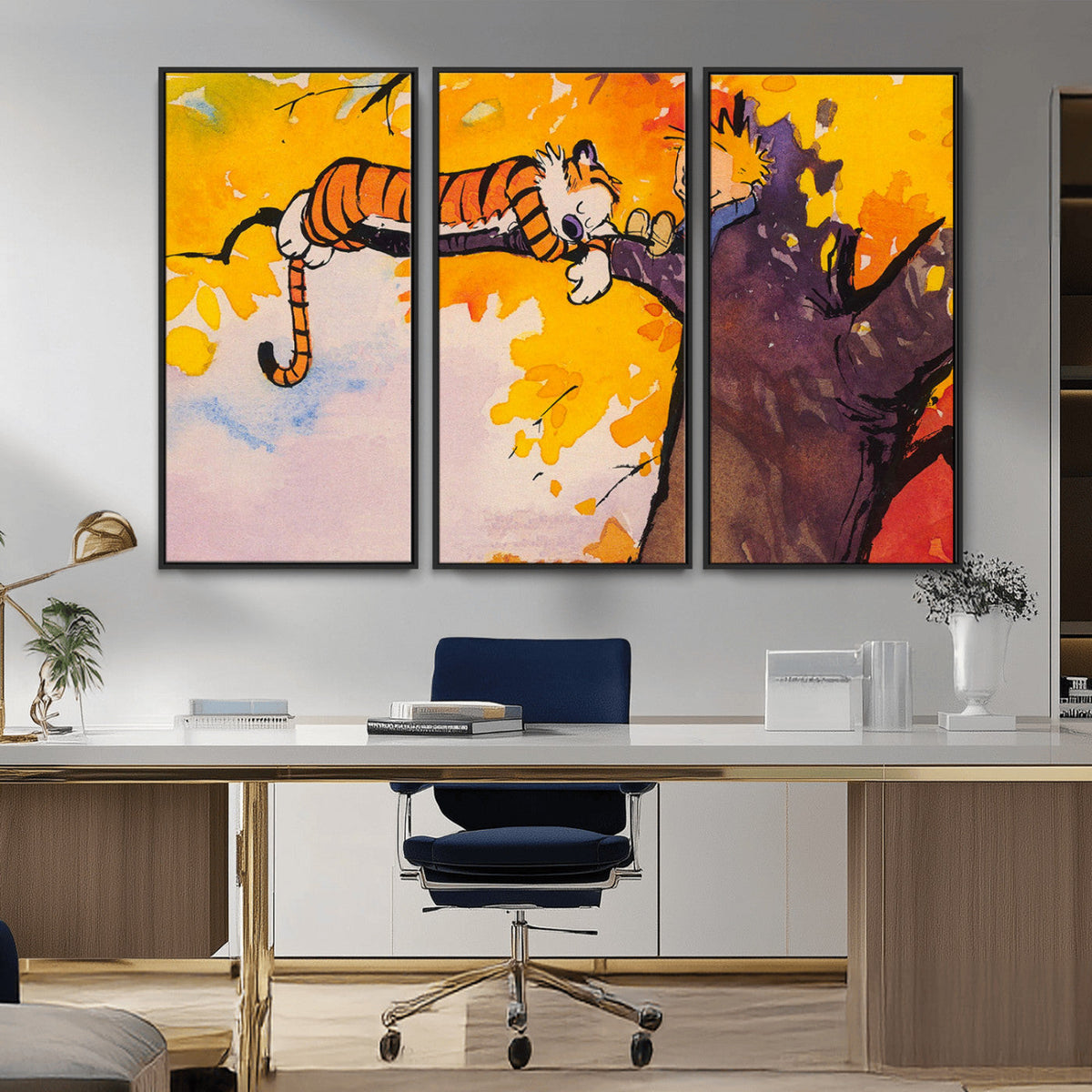Calvin and Hobbes Tree Scene Canvas Print | 3 Panel Large