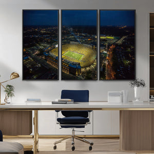 Michigan Stadium Night Game Wall Art – Sports Arena Aerial