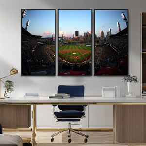 PNC Park Evening Game Triple Canvas Wall Art - Pittsburgh