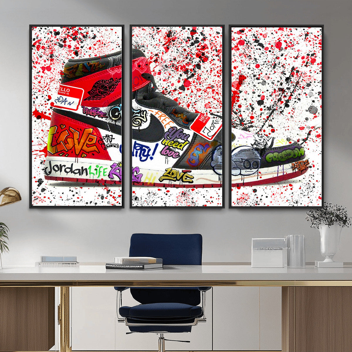 Jordan Shoes Graffiti Wall Art Canvas Print- Jordan Graffiti