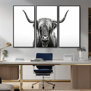 Highland Wall Art Canvas Print – Minimalist Black and White