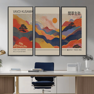 Yayoi Kusama Landscape Canvas Print, Vibrant Floral Mountain