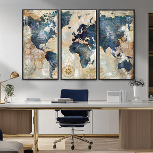 World Map Canvas Print – Framed Wall Art for Couples,