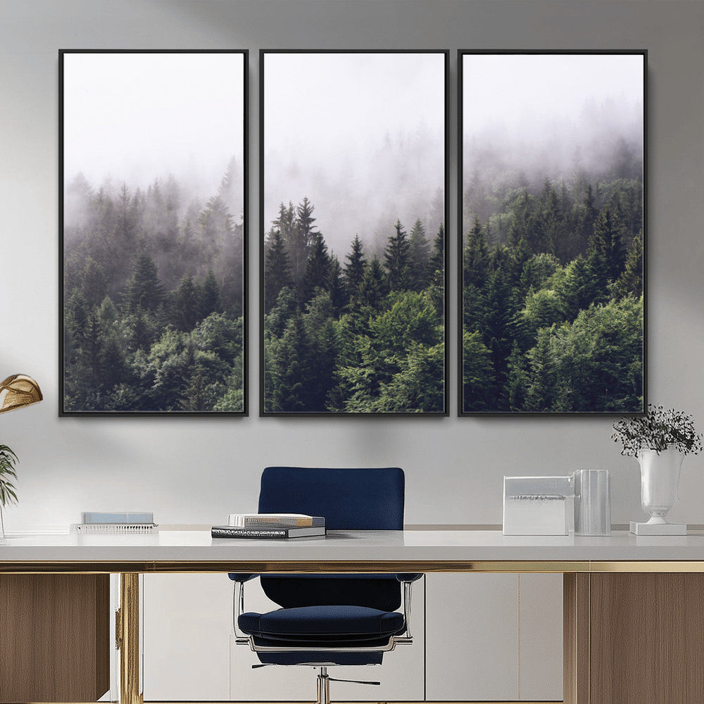 Misty Forest Wall Art | Foggy Forest Canvas Print | Large