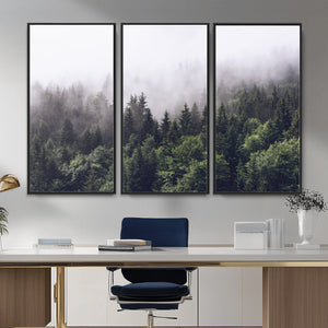 Misty Forest Wall Art | Foggy Forest Canvas Print | Large
