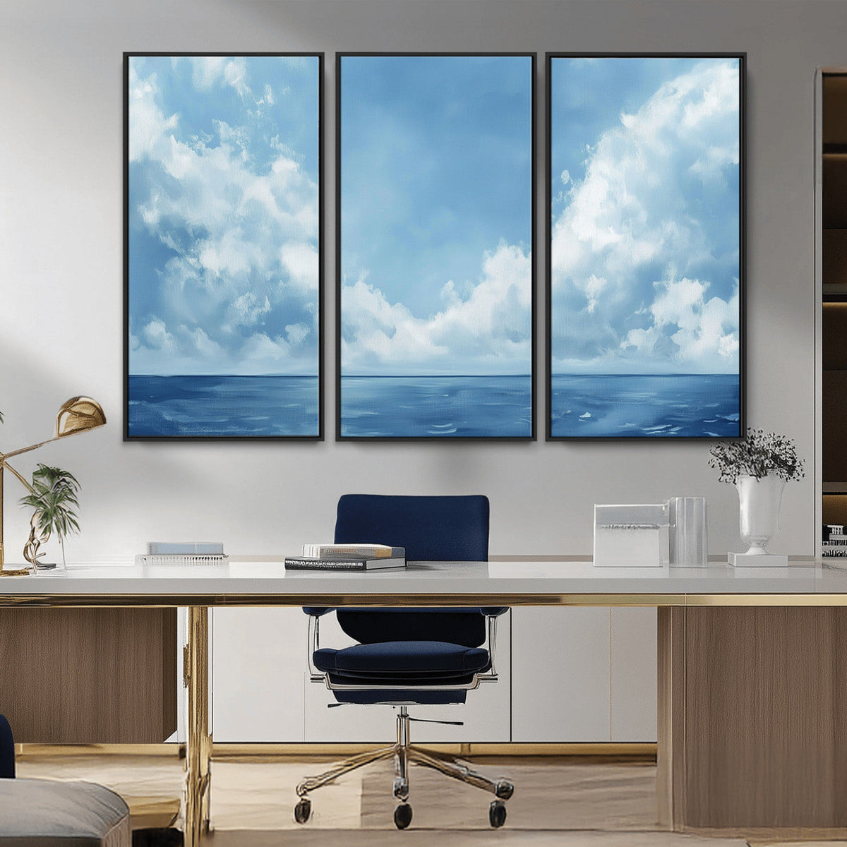 Abstract Ocean Print Artwork- Serene Blue Ocean Canvas Wall