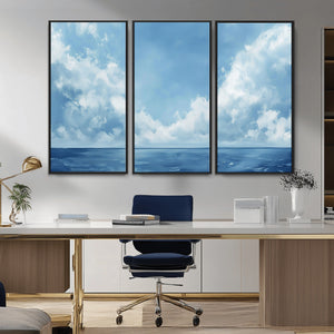 Abstract Ocean Print Artwork- Serene Blue Ocean Canvas Wall