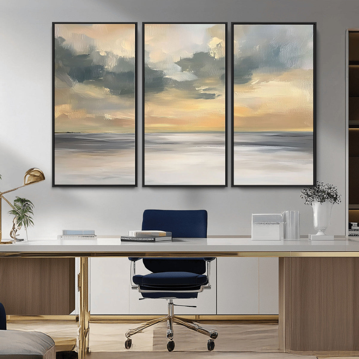 Modern Coastal Artwork with Vibrant Abstract Ocean Waves