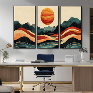 Mountain Triptych Wall Art Canvas Print – Western Nature