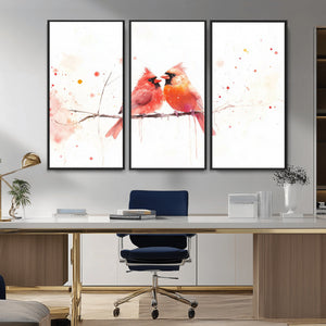 Cardinal Bird Canvas Wall Art - Male and Female Cardinal