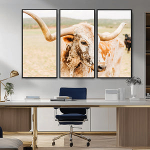 Texas Longhorn Wall Art Canvas Print – Framed Spotted Cow