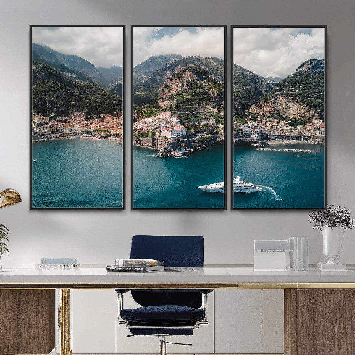 Amalfi Coast Wall Art – Framed Italian Seaside Canvas