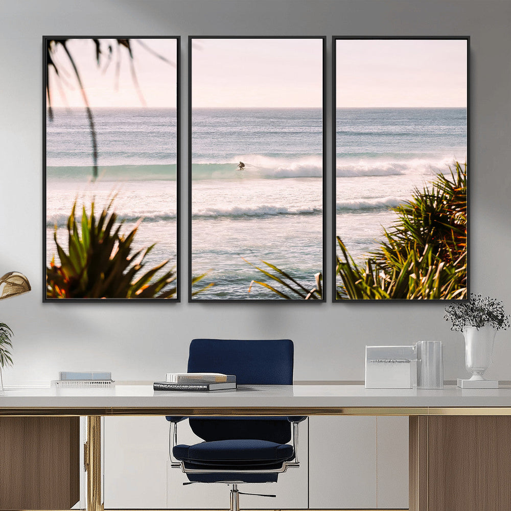 Ocean Surfer Wall Art Canvas Print – Framed Coastal Surf Art