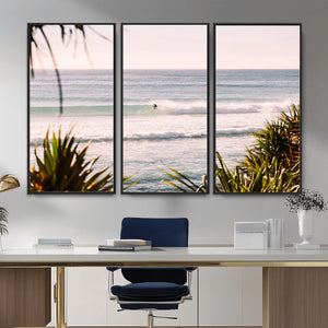 Ocean Surfer Wall Art Canvas Print – Framed Coastal Surf Art