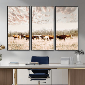 Longhorn Cattle Wall Art Canvas Print – Framed Texas Ranch