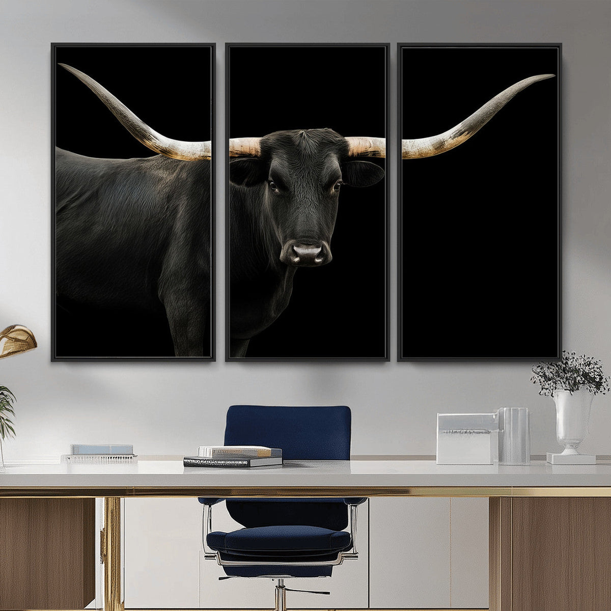 Longhorn Cattle Wall Art Canvas Print – Framed Texas Ranch