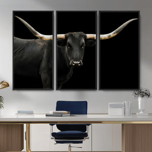 Longhorn Cattle Wall Art Canvas Print – Framed Texas Ranch