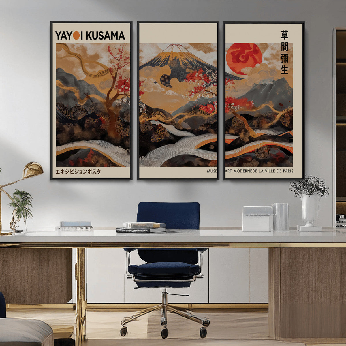Modern Japanese Wall Art Canvas Print – Framed Abstract