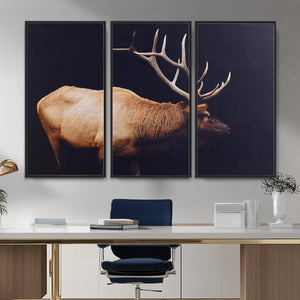 Rustic Elk Wall Art Canvas Print – Framed Moody Wildlife Art