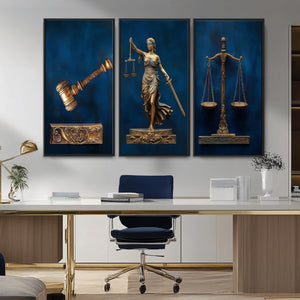 Lady Justice Wall Art Canvas Print – Elegant Gold Legal