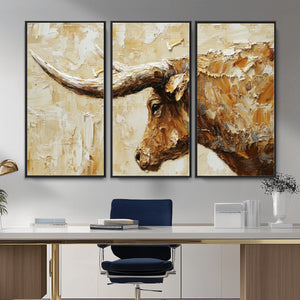 Rustic Longhorn Bull Wall Art Canvas Print – Vintage Western