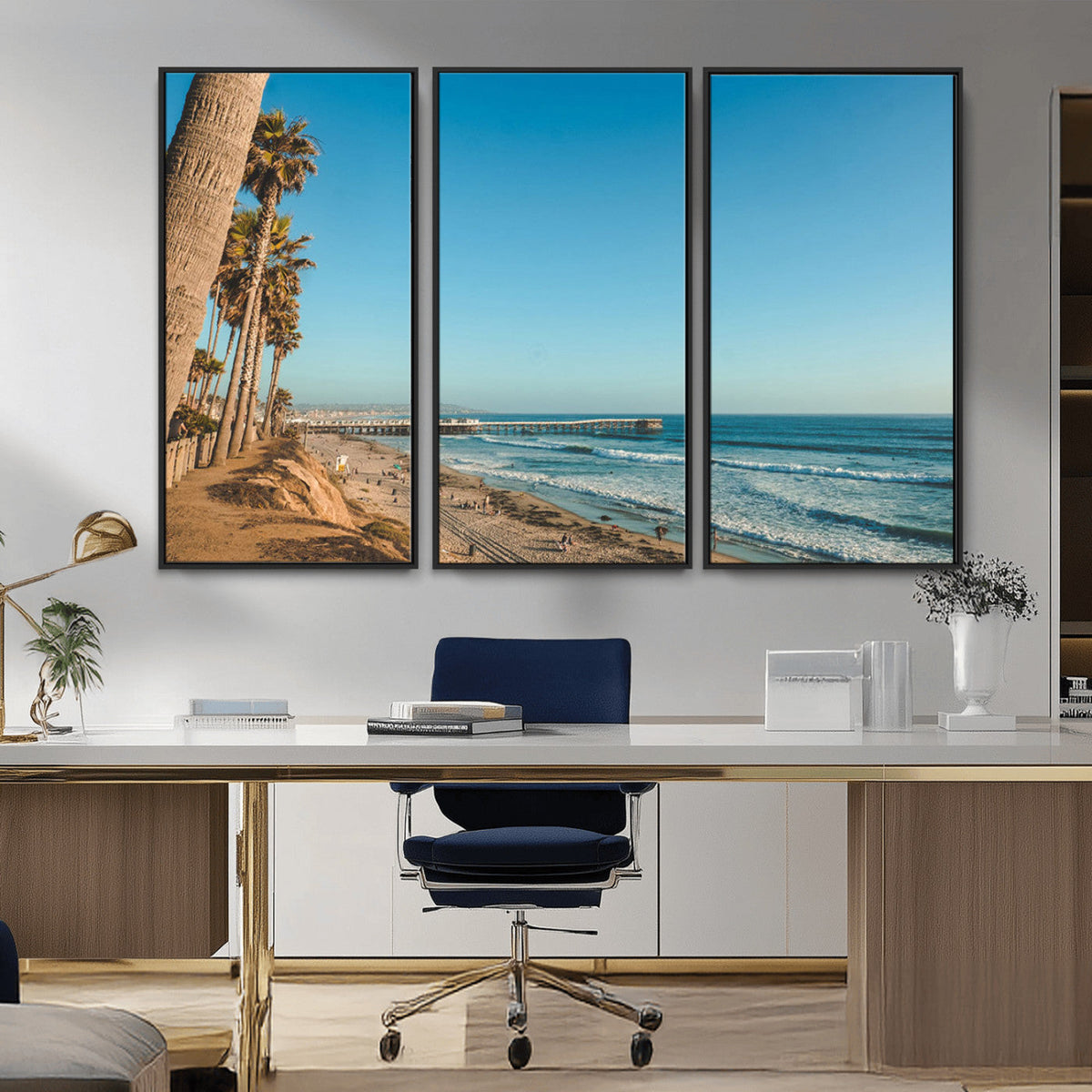 Scenic Beach Wall Art Canvas Print – Tall Palm Trees, Sandy