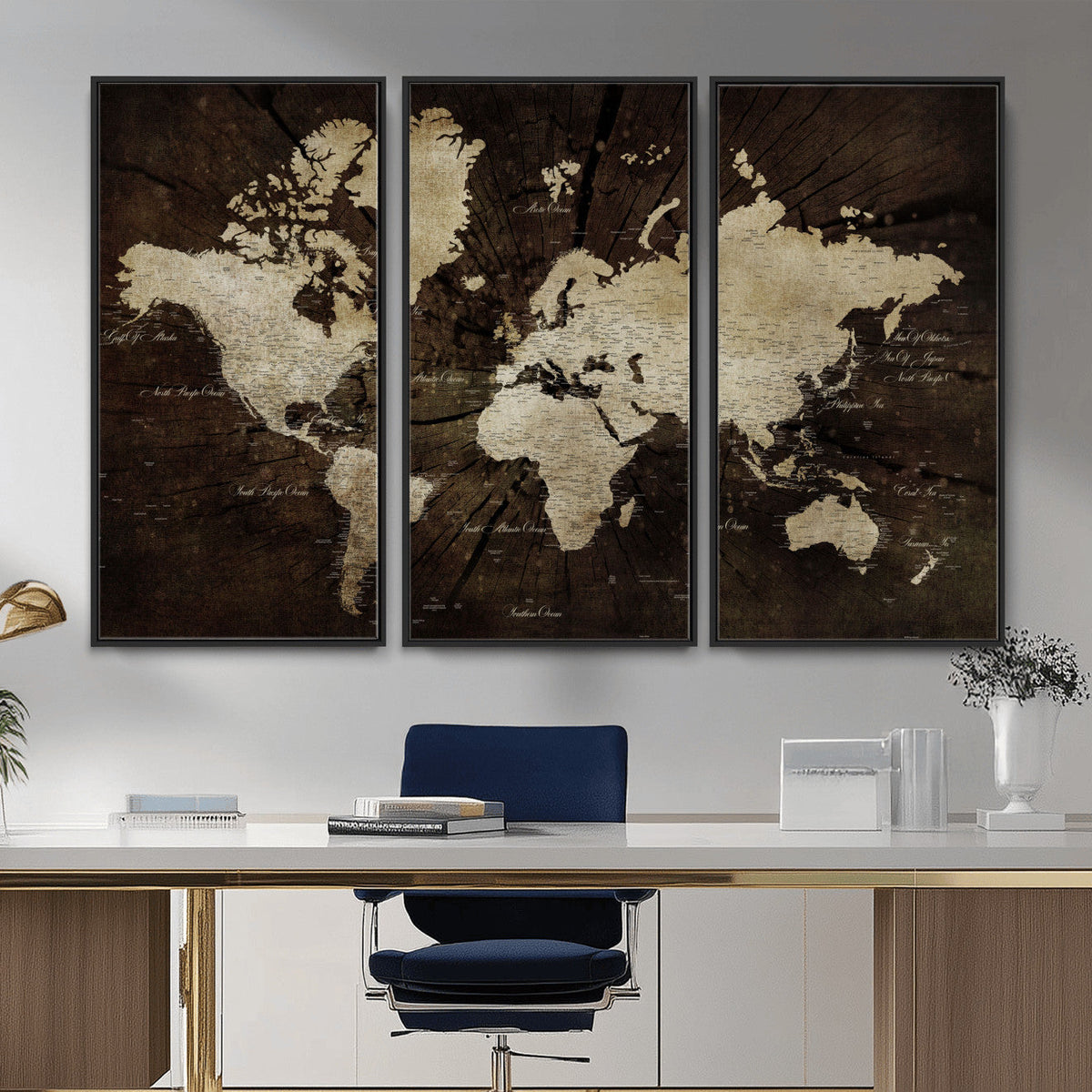 World Map Wall Art Canvas Print – Framed Travel Map Wall Art