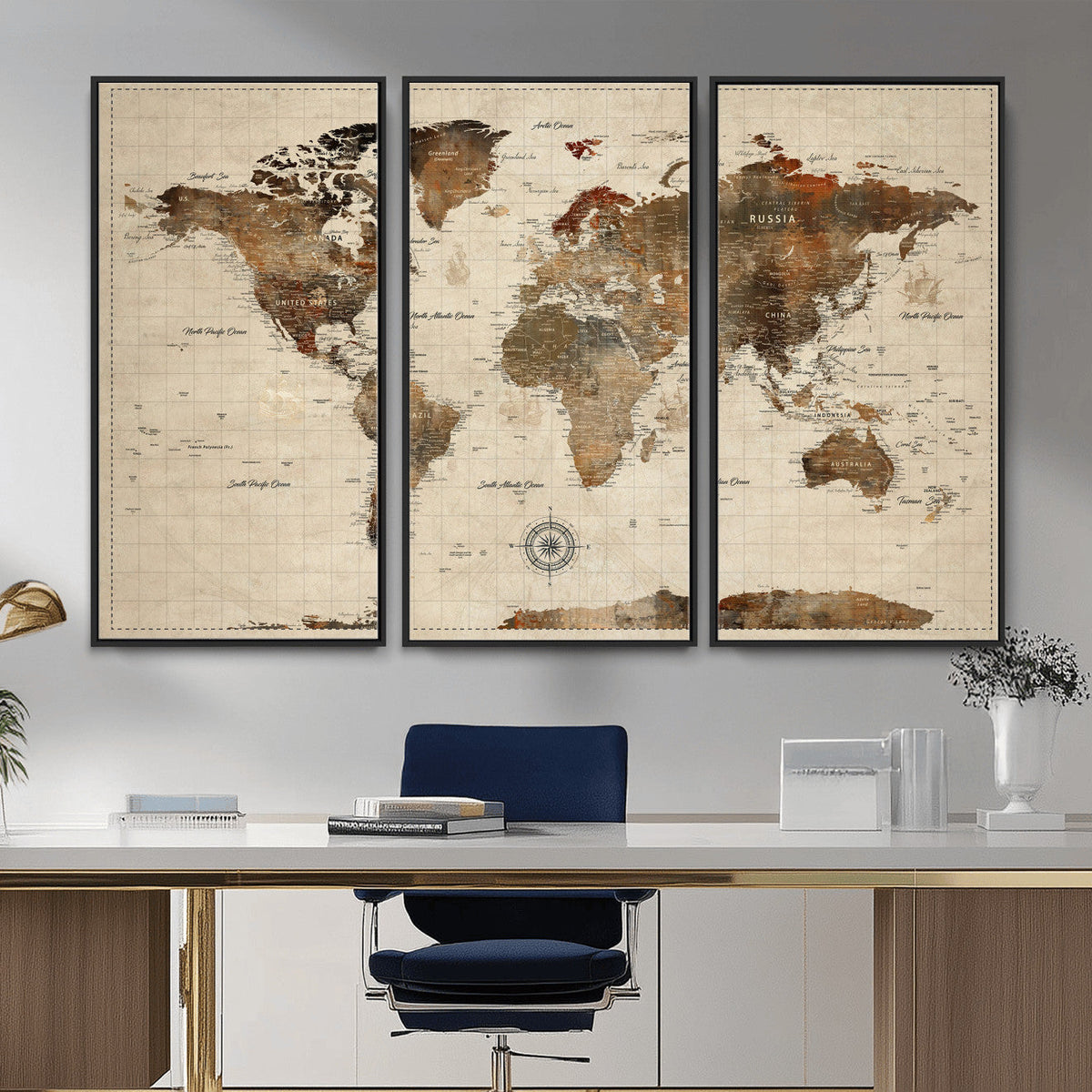 World Map Canvas Print – Framed Detailed Map of the World