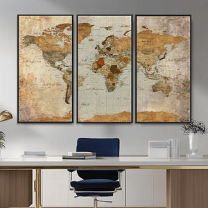 World Map Canvas Print – Detailed Map of the World Wall Art