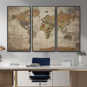 World Map Canvas Print – Framed Travel Map Wall Art for
