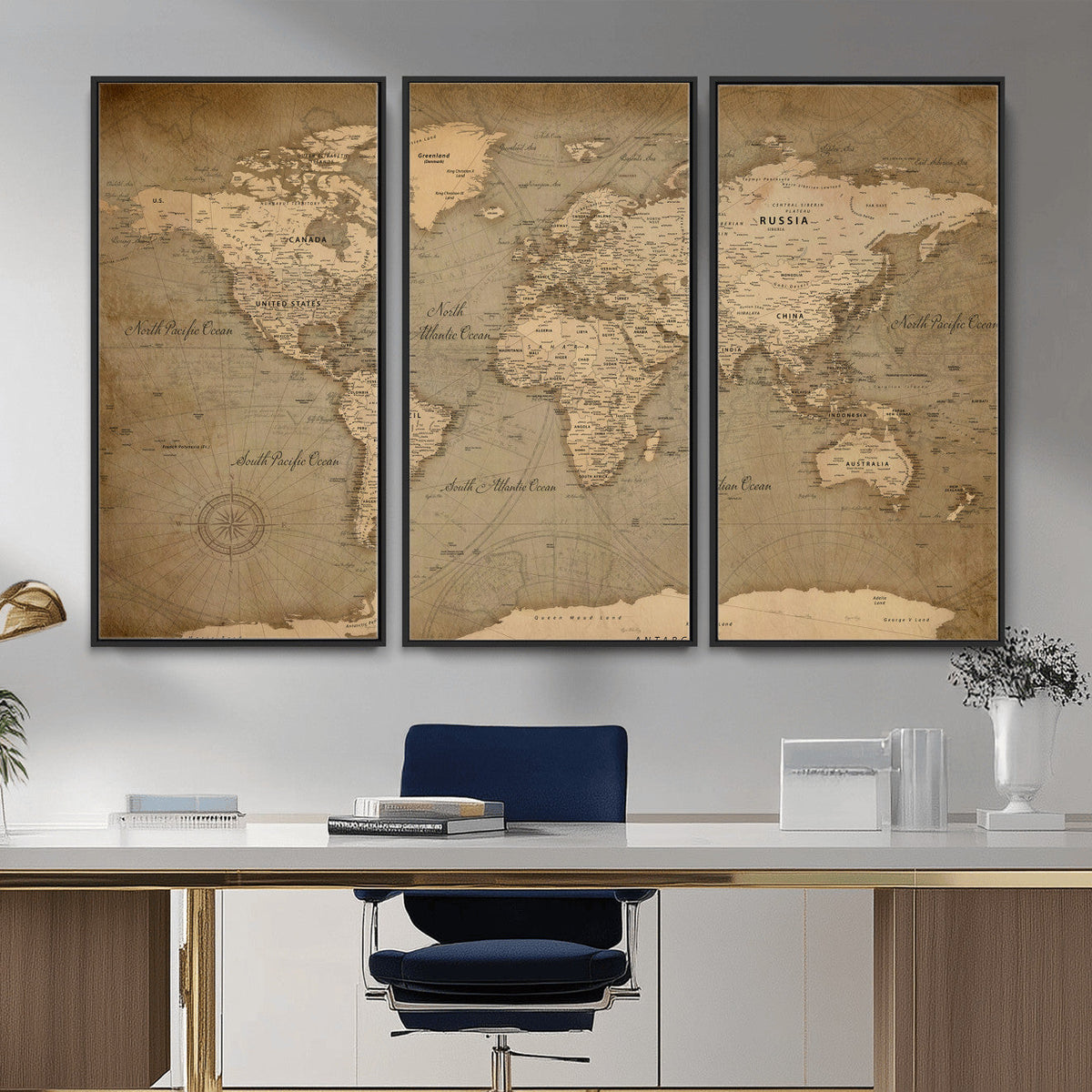 World Map Canvas Print – Framed Travel Map Wall Art for
