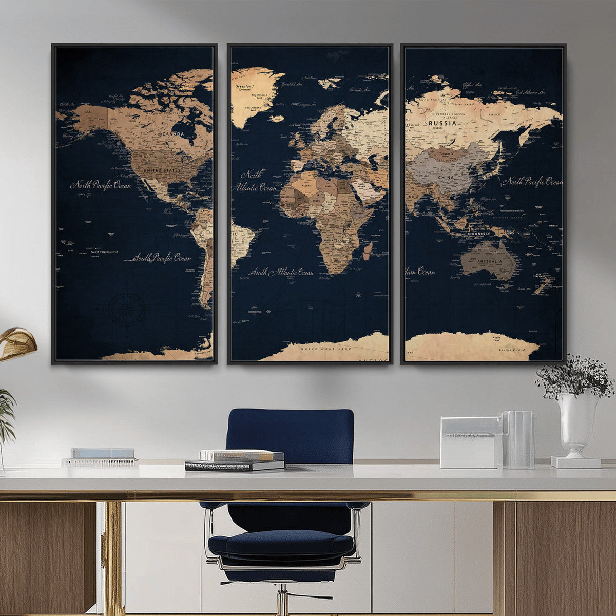 World Map Canvas Print – Detailed Map of the World Wall Art