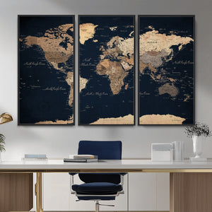 World Map Canvas Print – Detailed Map of the World Wall Art
