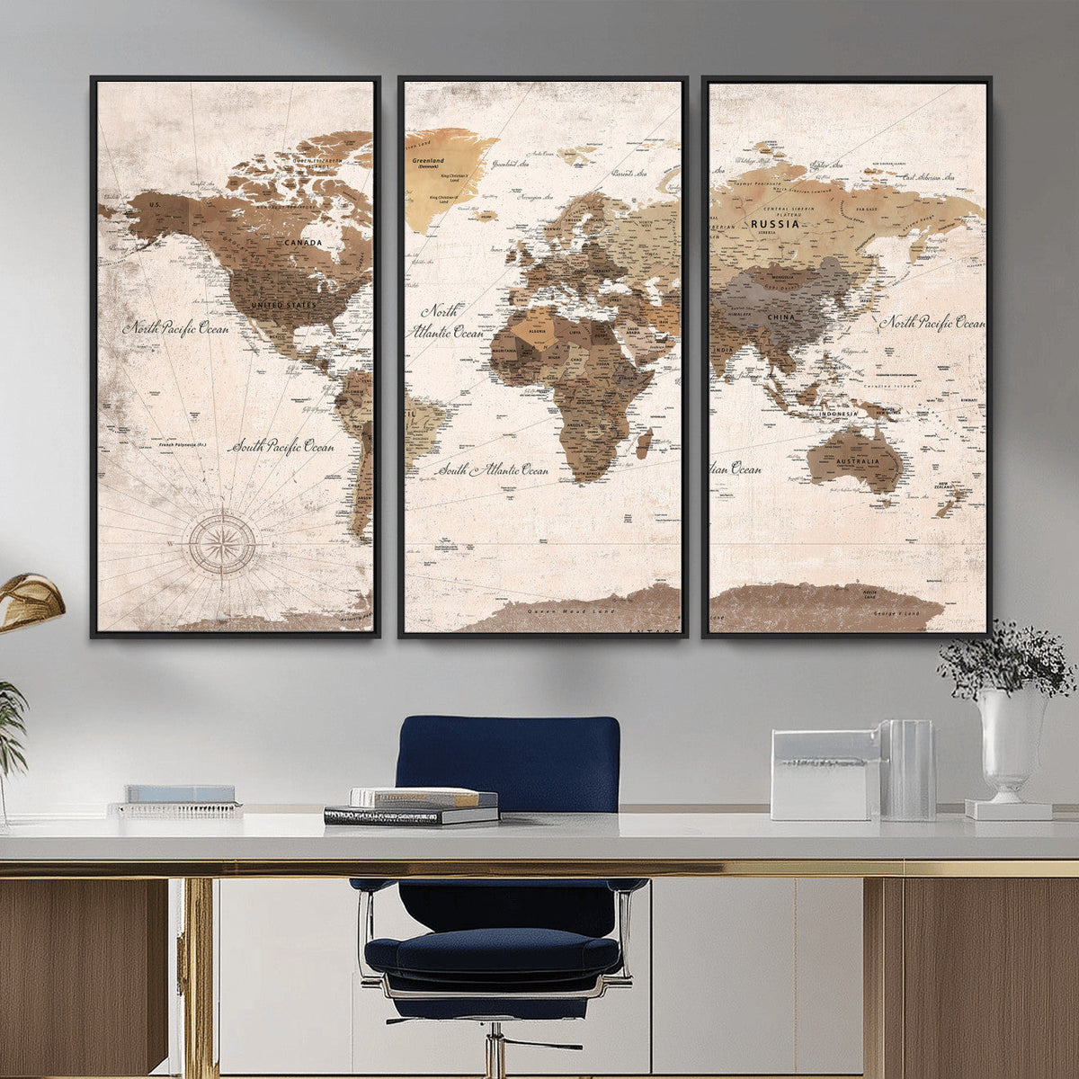 World Map Canvas Print – Framed Travel Map Wall Art for