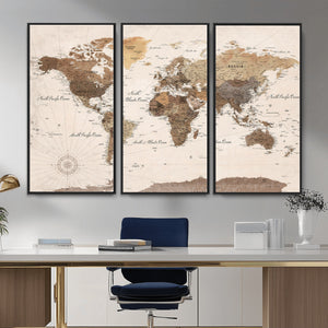 World Map Canvas Print – Framed Detailed Map of the World