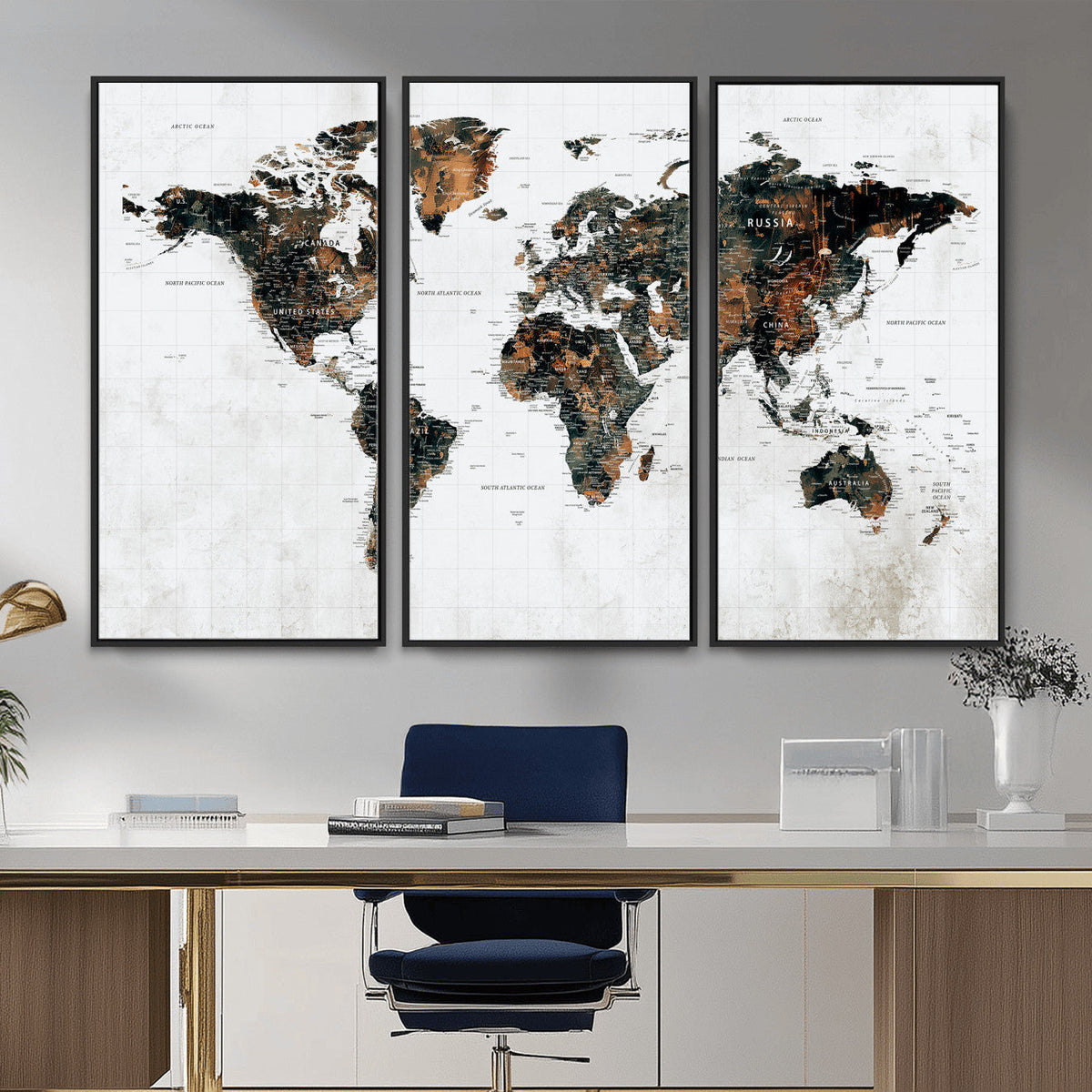Large World Map Canvas Print – Framed Travel Map Wall Art