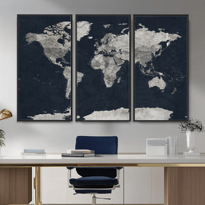 Colorful Watercolor World Map Canvas Print – Vibrant Framed