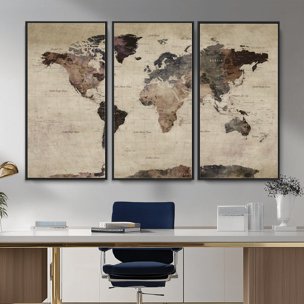 World Map Canvas Print – Detailed Map of the World Adventure