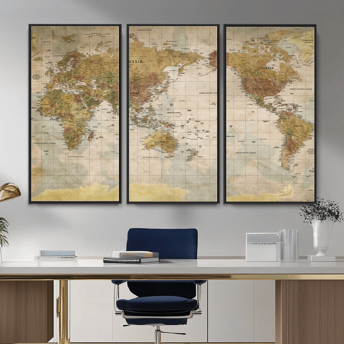 World Map Canvas Print – Detailed Map of the World Wall Art