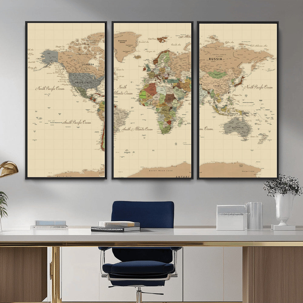 Extra Large World Map Canvas Print – Detailed Map of the