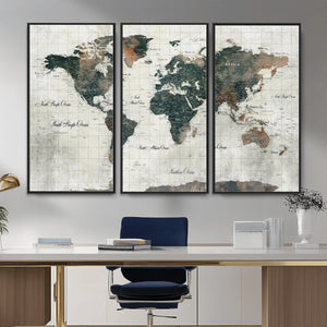 World Map Canvas Print – Framed Travel Map Wall Art for